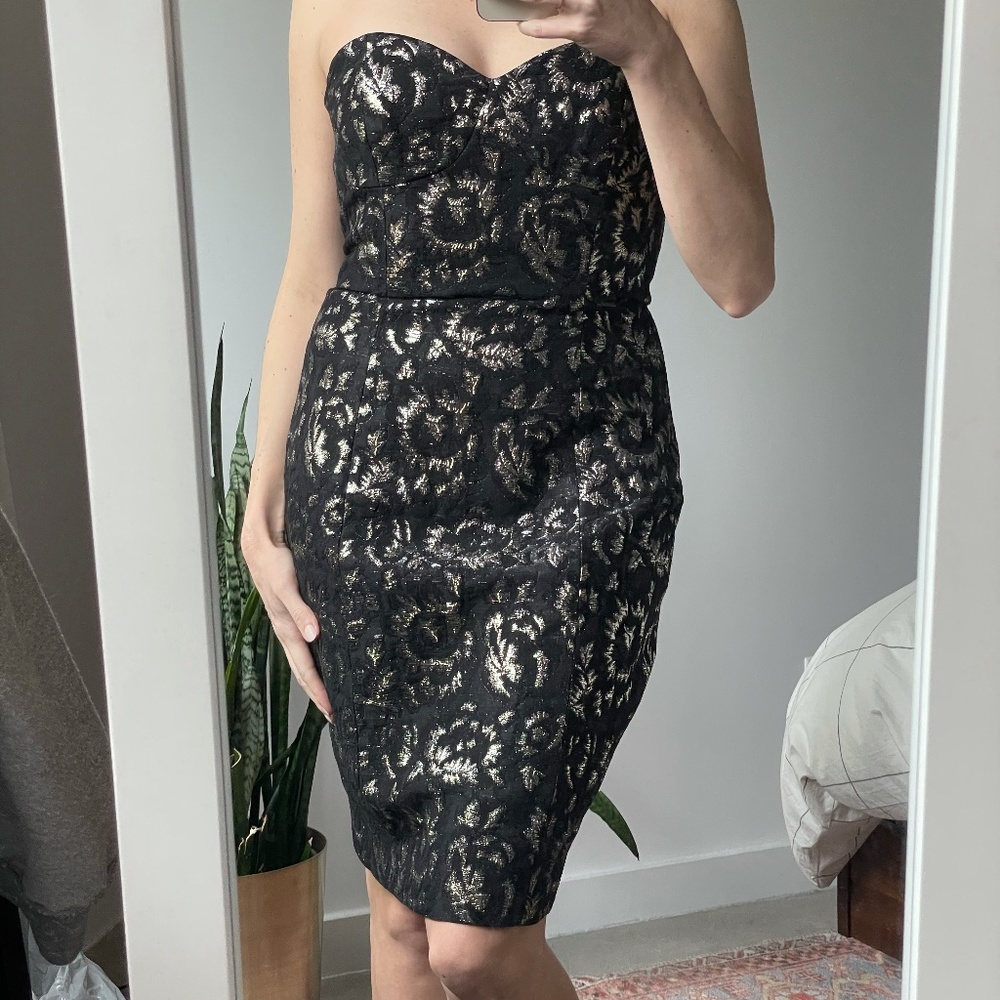 Tracy Reese form-fitting black/gold cocktail dress